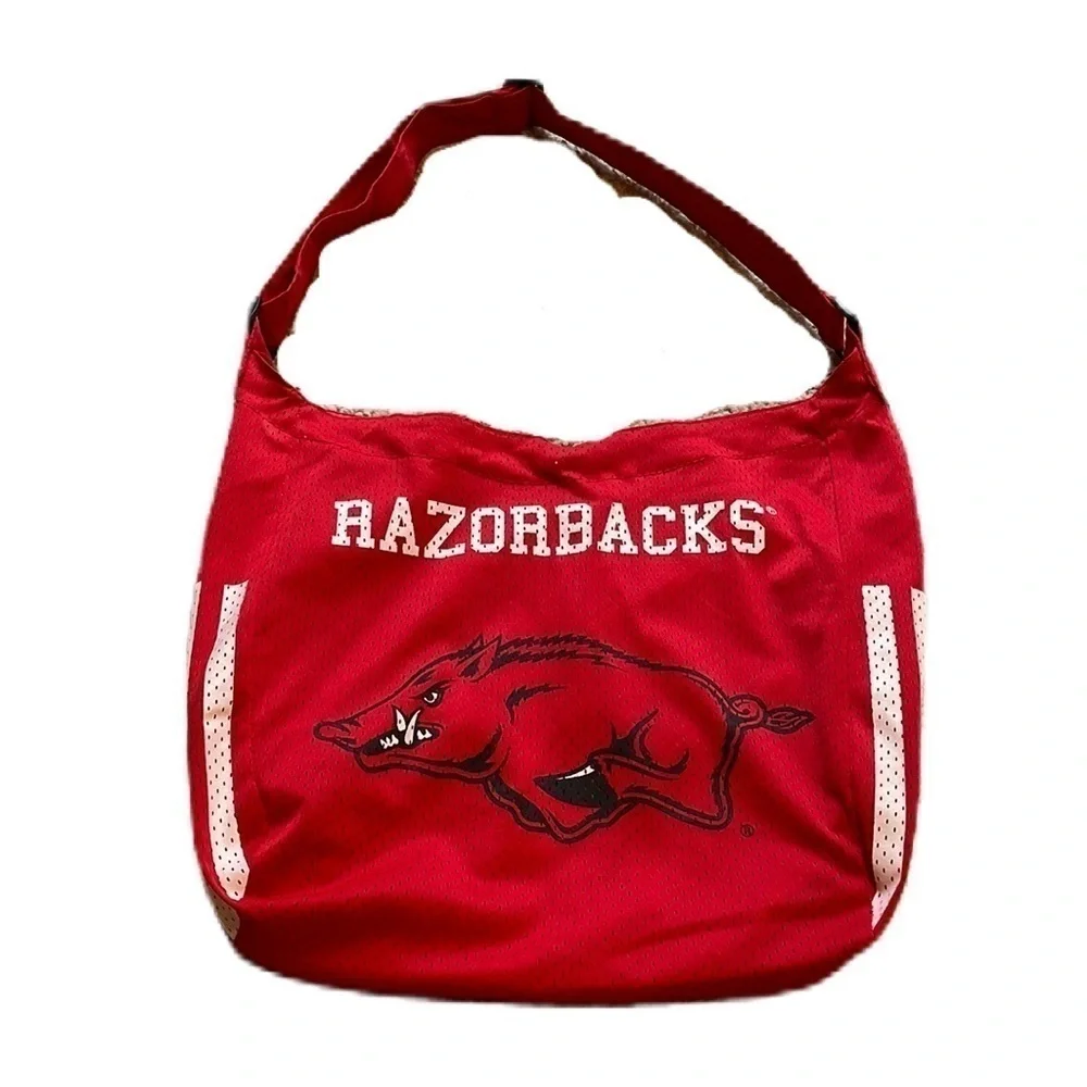 Arkansas Razorbacks Jersey Hobo Tote Bag Purse University of Arkansas NCAA EUC